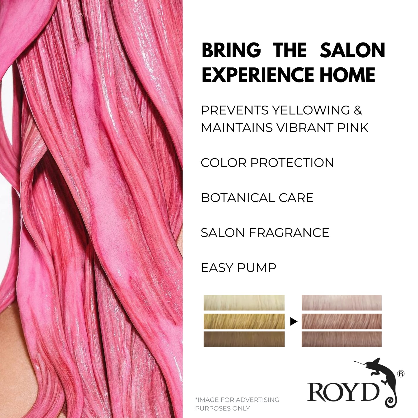 ROYD Color-Depositing Pink Shampoo 10.1 fl oz (300 mL) – Maintains Vibrant Pink Hair & Prevents Yellowing Japanese Hair Color Shampoo Made In Japan