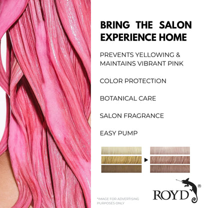 ROYD Color-Depositing Pink Shampoo 10.1 fl oz (300 mL) – Maintains Vibrant Pink Hair & Prevents Yellowing Japanese Hair Color Shampoo Made In Japan