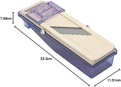 Benriner Mandolin Vegetable Slicer 6.4cm, Beige- 3 interchangeable Stainless Steel Blades, Catch Tray & Safety Guard