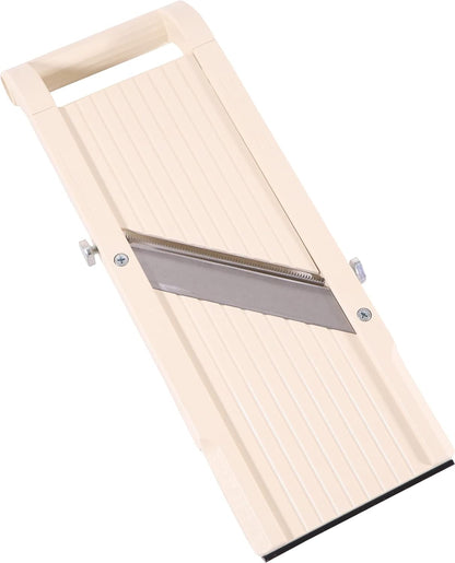 Benriner Mandoline Slicer 9.5cm Beige | 3 Stainless Steel Blades & Safety Guard