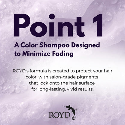 ROYD Color-Depositing Purple Shampoo 10.1 fl oz (300 mL) – Neutralizes Yellow Tones & Brightens Blonde, Silver, and Bleached Hair Japanese Hair Color Shampoo Made In Japan