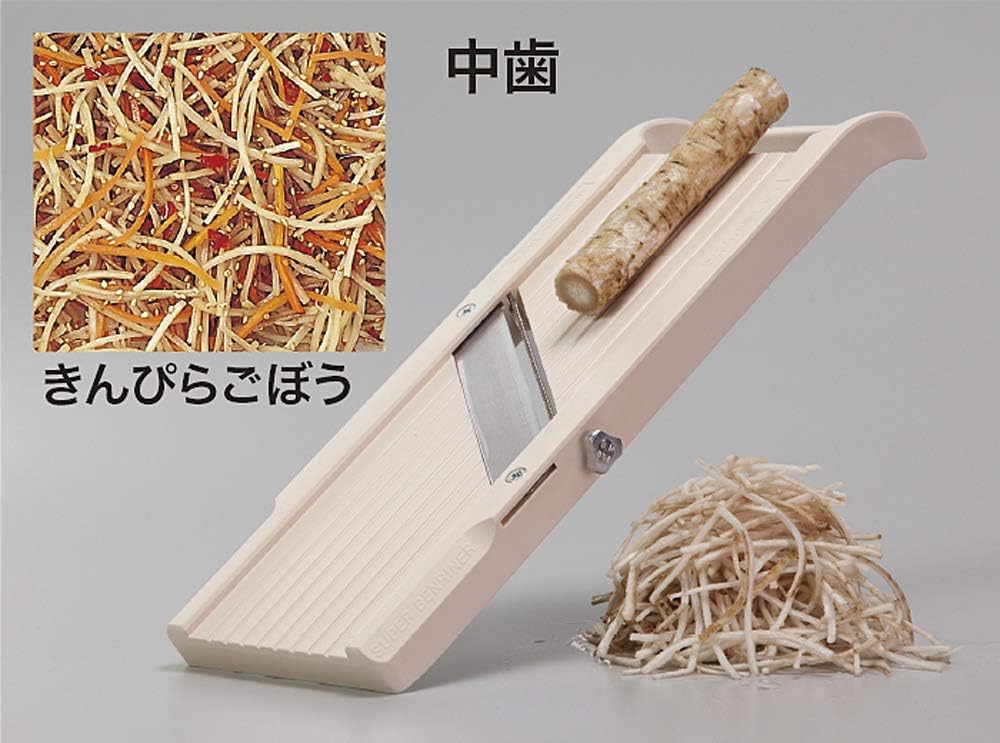 Benriner Super Standard Mandoline Slicer, Beige, 4 Stainless Steel Blades