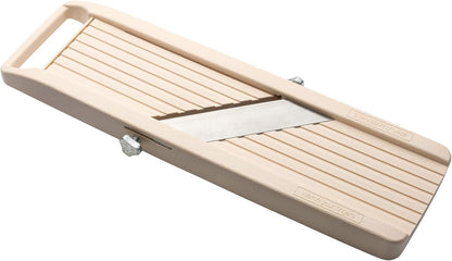 Benriner Mandolin Vegetable Slicer 6.4cm, Beige - 3 interchangeable Stainless Steel Blades & Safety Guard (No Catch Tray)