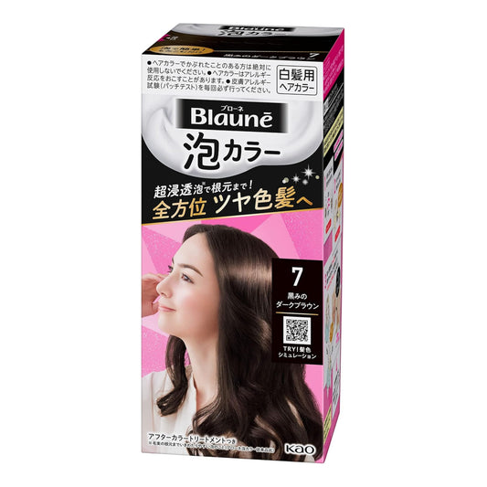 Blaune Foam Color 7 – Dark Brown with Black Tones | Japanese Hair Dye Made in Japan
