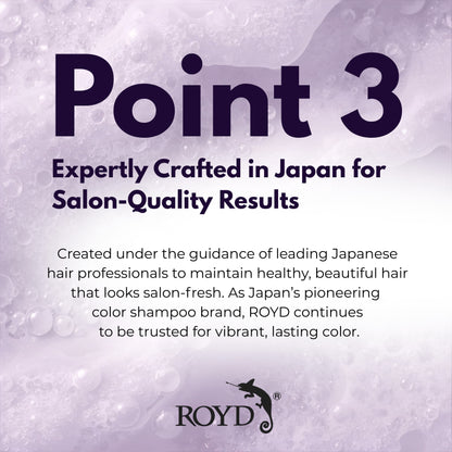 ROYD Color-Depositing Purple Shampoo 10.1 fl oz (300 mL) – Neutralizes Yellow Tones & Brightens Blonde, Silver, and Bleached Hair Japanese Hair Color Shampoo Made In Japan
